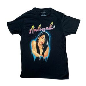 Aaliyah Graphic T-Shirt Medium Black Pop Culture Hip Hop Music‎ Tee